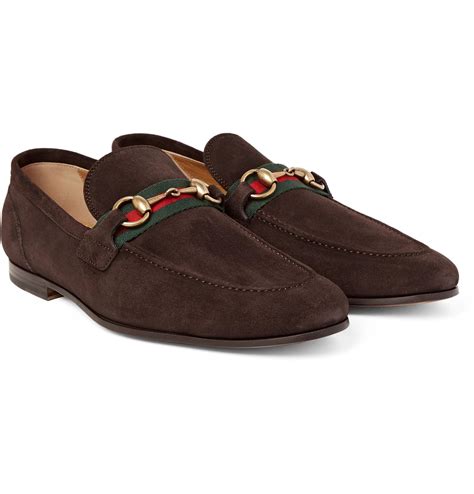 brown suede gucci loafer